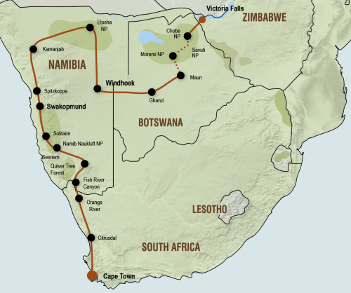 Kampeersafari van Victoria Falls naar Kaapstad (23 dagen)acsi-reizen-Vroegboekkorting